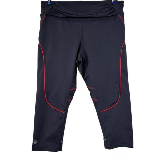 Athleta Quick Step Capri Athletic Leggings Black and Pink  819214 - Picture 5 of 11